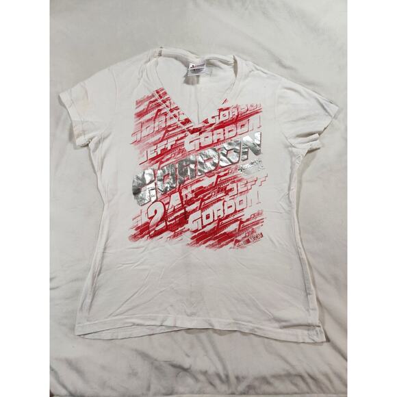 2XL Chase NASCAR Womens T-shirt White Jeff Gordon Racing V Neck Short Sleeve - Picture 2 of 14